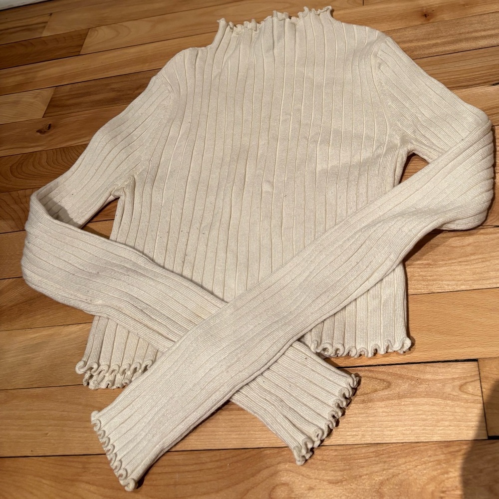Princess Polly Cream Ribbed Sweater
